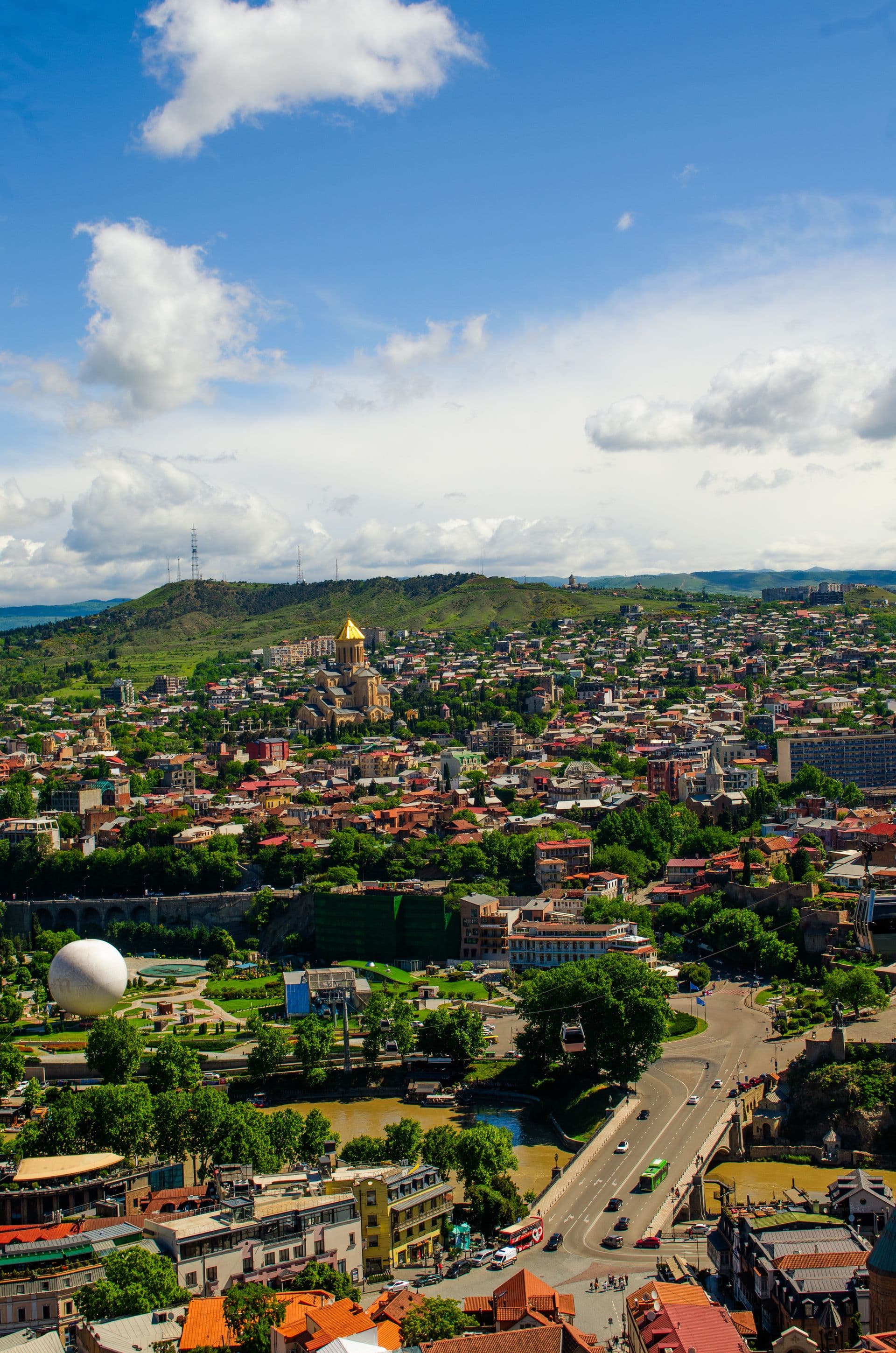 A panoramic summer view across Tbilisi, Georgia